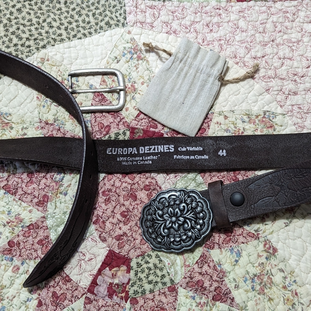Custom made leather cowgirl belt - Picture 2 of 4